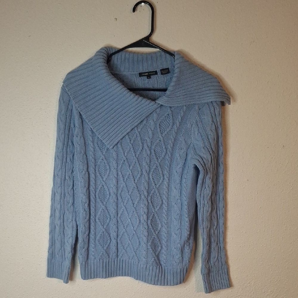 JEANNE PIERRE Light Blue Cowl Neck Sweater size medium